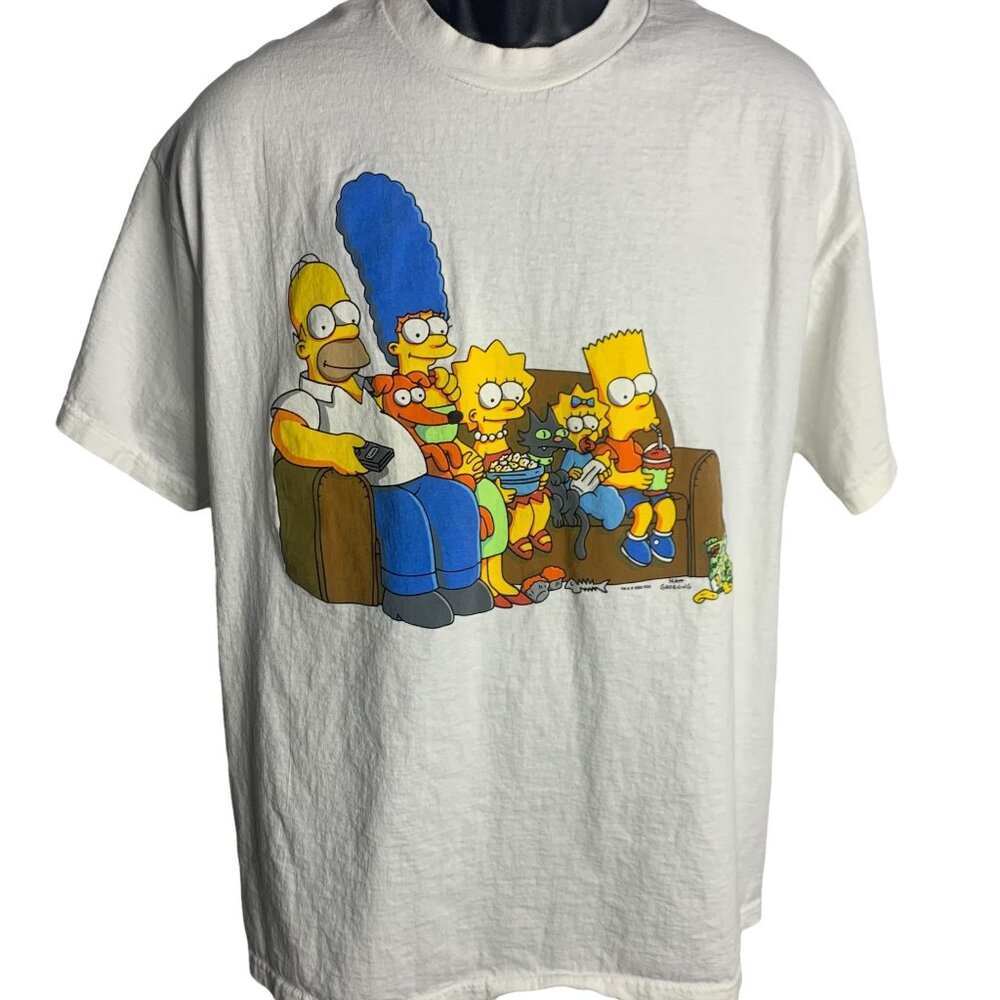 Vintage Men's 2002 The Simpson's Crewneck Short Sleeve Shirt Sz XL White
